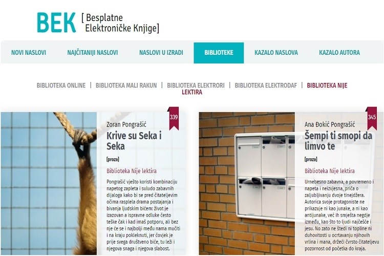 Projekt BEK: Objavljeno prvo kolo biblioteke „Nije lektira“