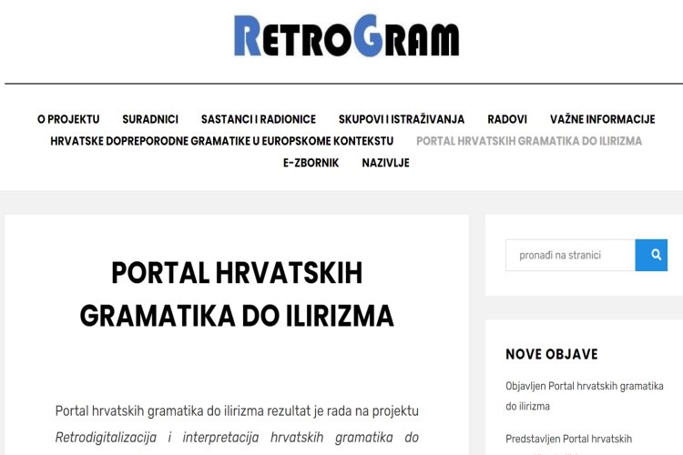 Portal hrvatskih gramatika do ilirizma dostupan na internetu